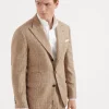 Wool and alpaca Prince of Wales deconstructed blazer with large peak lapels