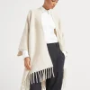 Wool and cashmere reversible double knit poncho