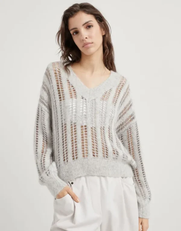 Wool and mohair dazzling net sweater