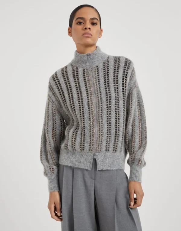 Wool and mohair dazzling net cardigan