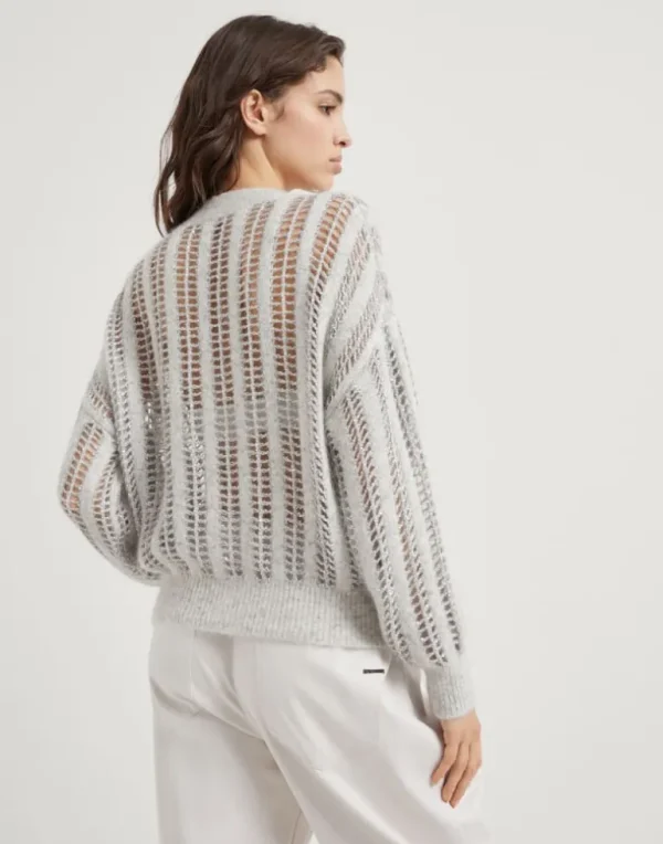 Wool and mohair dazzling net sweater