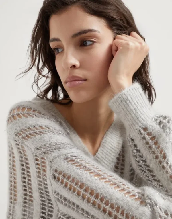 Wool and mohair dazzling net sweater