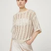 Wool and mohair short sleeve dazzling net sweater