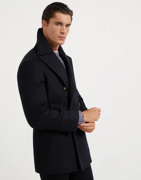 Wool double beaver cloth pea coat