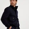 Wool double beaver cloth bomber jacket