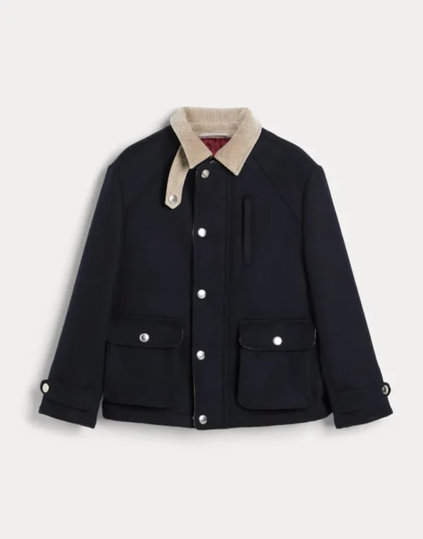 Wool double beaver cloth field jacket