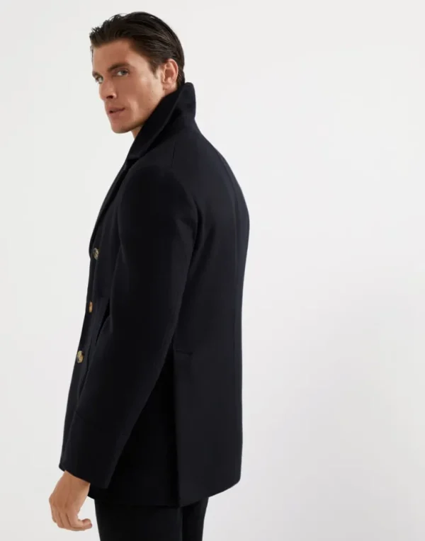 Wool double beaver cloth pea coat