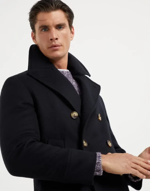 Wool double beaver cloth pea coat