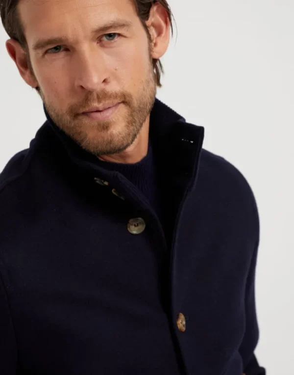 Wool double beaver cloth bomber jacket