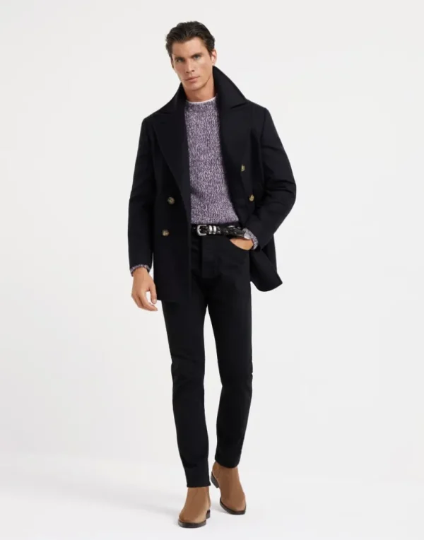 Wool double beaver cloth pea coat