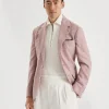 Wool, linen and silk houndstooth deconstructed blazer