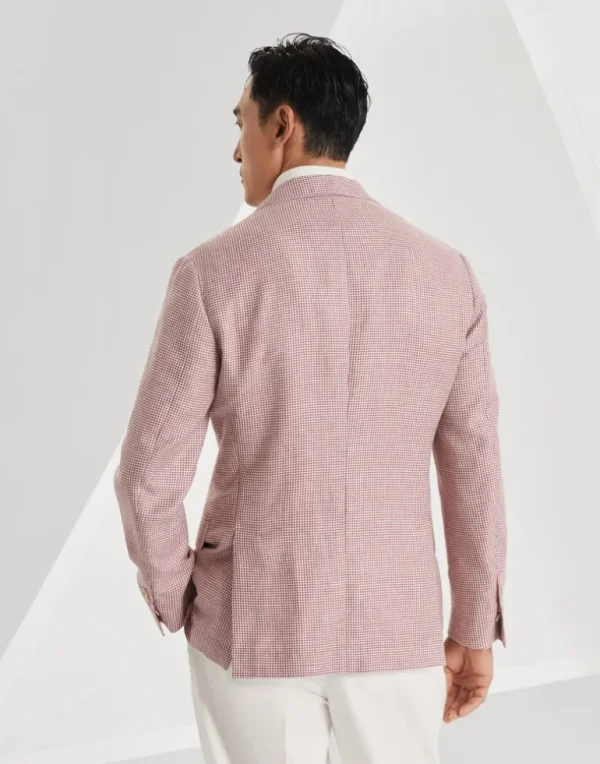 Wool, linen and silk houndstooth deconstructed blazer