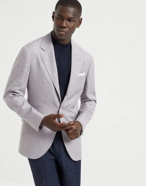 Wool, linen and silk Prince of Wales deconstructed blazer