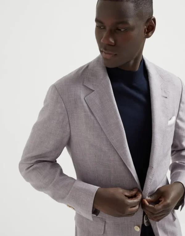 Wool, linen and silk Prince of Wales deconstructed blazer