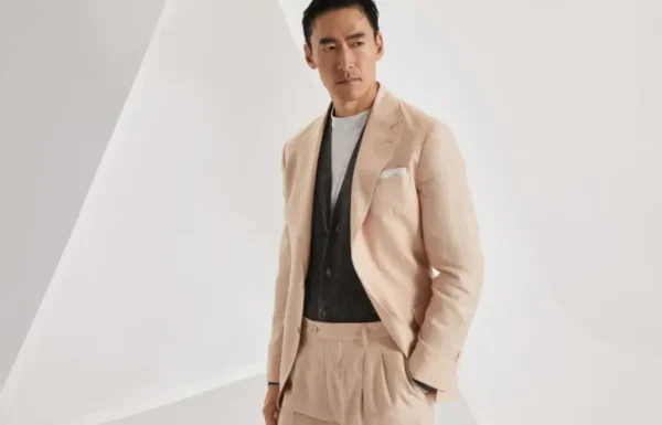 Wool, linen and silk Prince of Wales deconstructed blazer