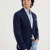 Wool, silk and cashmere diagonal deconstructed blazer with patch pockets