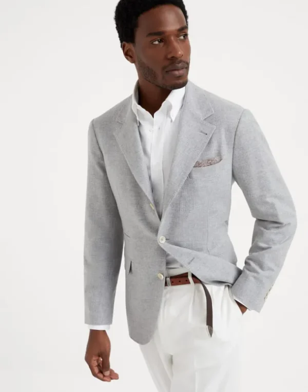 Wool, silk and cashmere diagonal deconstructed blazer