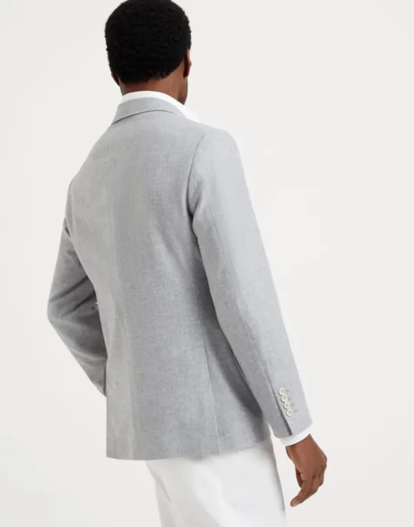 Wool, silk and cashmere diagonal deconstructed blazer