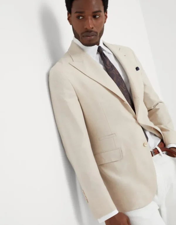 Wool, silk and cashmere diagonal deconstructed blazer with large peak lapels