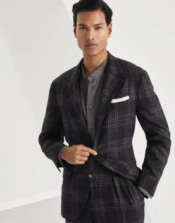 Wool, silk and linen tartan deconstructed Cavallo blazer