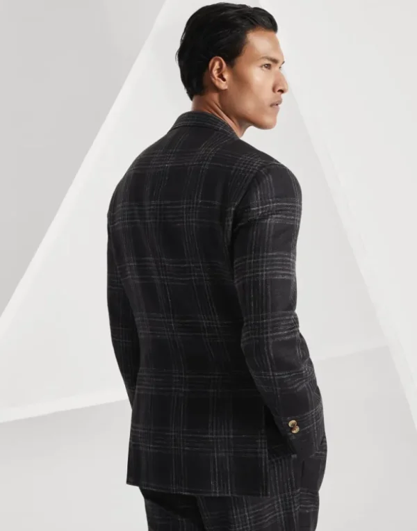 Wool, silk and linen tartan deconstructed Cavallo blazer