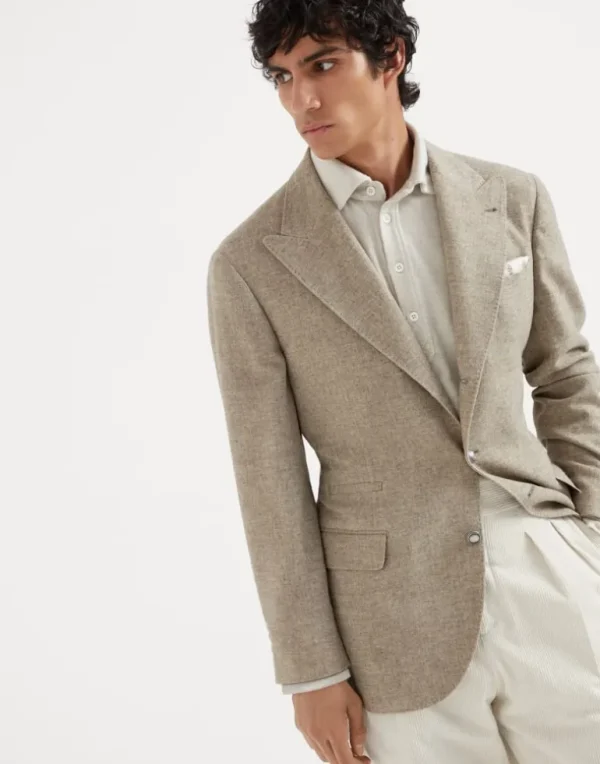 Yak deconstructed blazer with large peak lapels and metal buttons